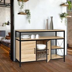 IDMarket Buffet style industriel bois et métal noir 100 cm* Meubles Bas|Meubles En Bois