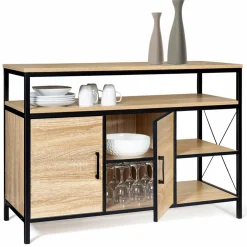 IDMarket Buffet style industriel bois et métal noir 100 cm* Meubles Bas|Meubles En Bois