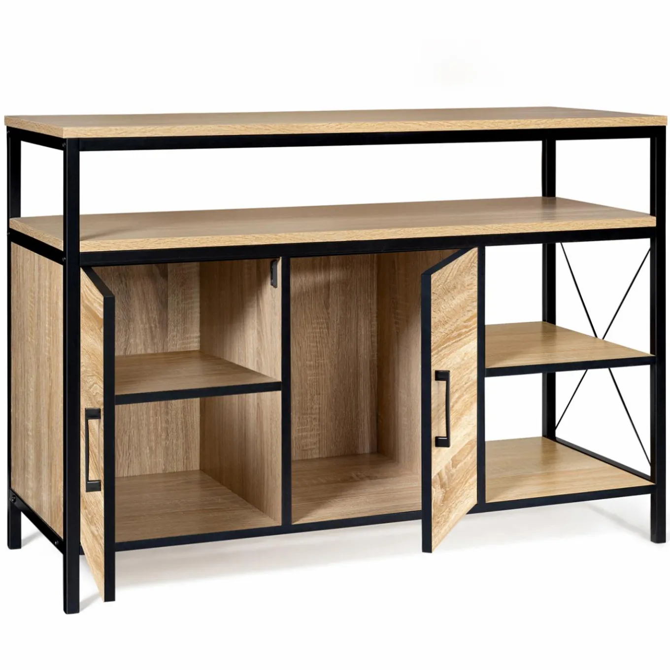 IDMarket Buffet style industriel bois et métal noir 100 cm* Meubles Bas|Meubles En Bois