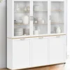 IDMarket Buffet vaisselier 160 cm meuble de cuisine 6 portes blanc et bois* Meubles Blancs|Meubles En Bois