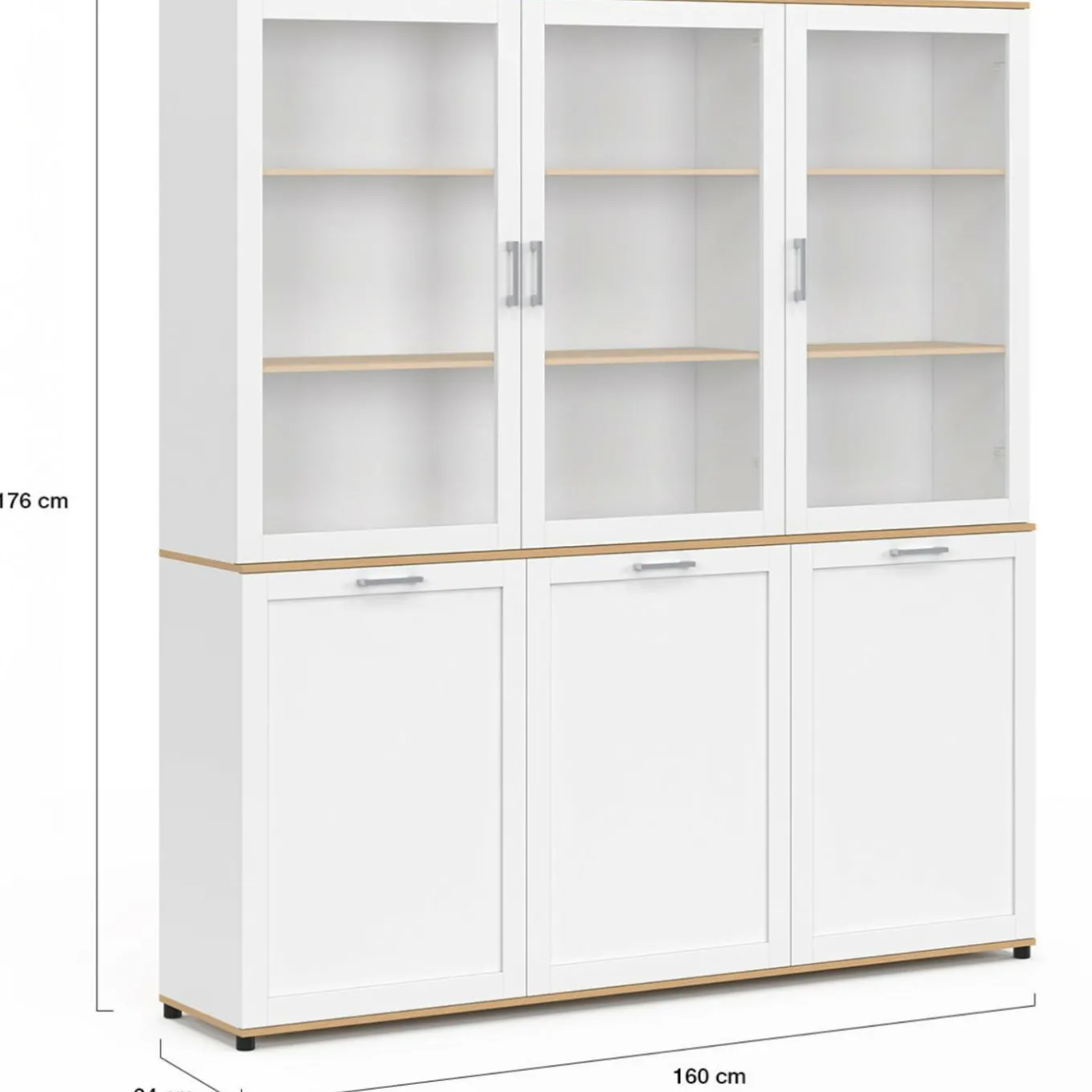 IDMarket Buffet vaisselier 160 cm meuble de cuisine 6 portes blanc et bois* Meubles Blancs|Meubles En Bois