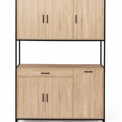 IDMarket Buffet vaisselier industriel 120 cm 6 portes 1 tiroir* Meubles Tiroirs|Meubles Hauts