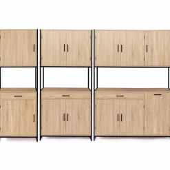 IDMarket Buffet vaisselier industriel 120 cm 6 portes 1 tiroir* Meubles Tiroirs|Meubles Hauts