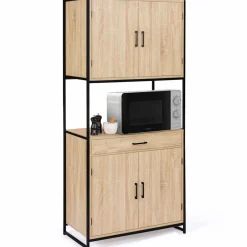 IDMarket Buffet vaisselier industriel 80 cm 4 portes 1 tiroir* Meubles Tiroirs|Meubles Hauts