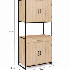 IDMarket Buffet vaisselier industriel 80 cm 4 portes 1 tiroir* Meubles Tiroirs|Meubles Hauts