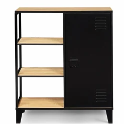 IDMarket Buffet vestiaire métallique noir et plateaux bois* Collection Métal|Collection Scandinave