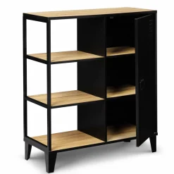 IDMarket Buffet vestiaire métallique noir et plateaux bois* Collection Métal|Collection Scandinave