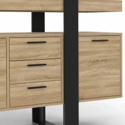 IDMarket Buffet XXL 180 cm 4 portes 3 tiroirs bois et noir* Buffets