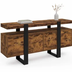 IDMarket Buffet XXL 4 portes bois effet vieilli et noir 160 cm* Buffets