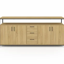 IDMarket Buffet XXL bois et noir style industriel 180 cm 4 portes et tiroirs* Buffets|Collection Industrielle