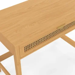 IDMarket Bureau 1 tiroir bois et cannage 90*50* Meubles En Bois|Bureaux Design