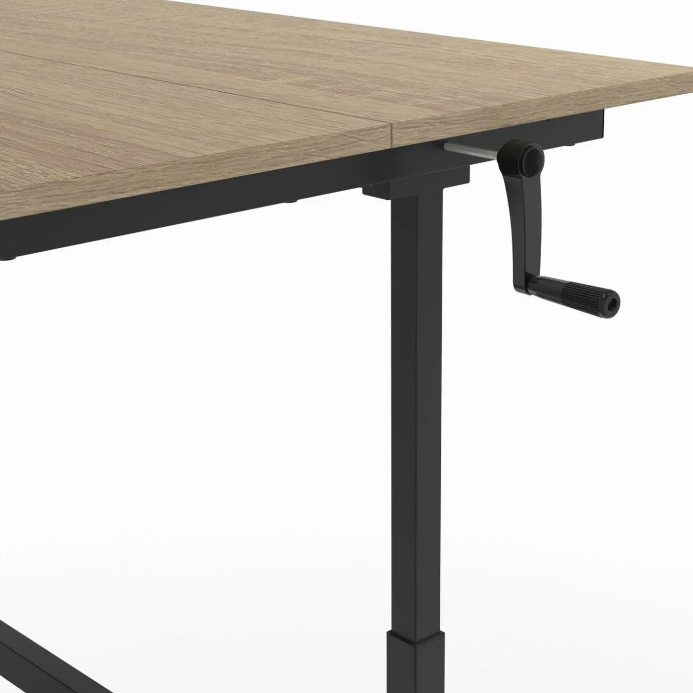 IDMarket Bureau assis debout à manivelle hauteur réglable 70 - 120 cm bois façon hêtre et noir* Meubles En Bois|Bureaux Design