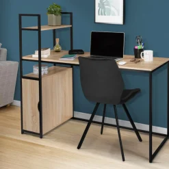 IDMarket Bureau avec bibliothèque style industriel* Collection Télétravail|Collection Industrielle