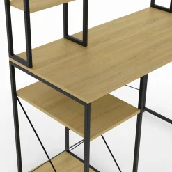 IDMarket Bureau avec étagères de rangement DETROIT design industriel* Bureaux De Travail|Bureaux Avec Rangement