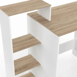 IDMarket Bureau avec étagères modulables latérales bois façon hêtre et blanc* Collection Contemporaine|Meubles Bureaux