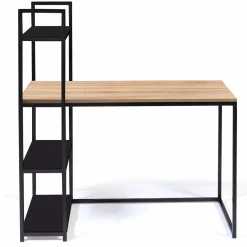 IDMarket Bureau avec étagères style industriel en bois et métal noir* Collection Télétravail|Collection Industrielle