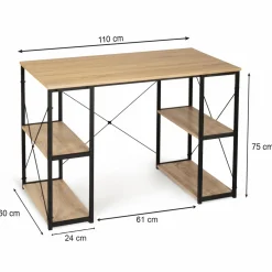 IDMarket Bureau avec étagères style industriel en métal et bois* Collection Télétravail|Collection Industrielle