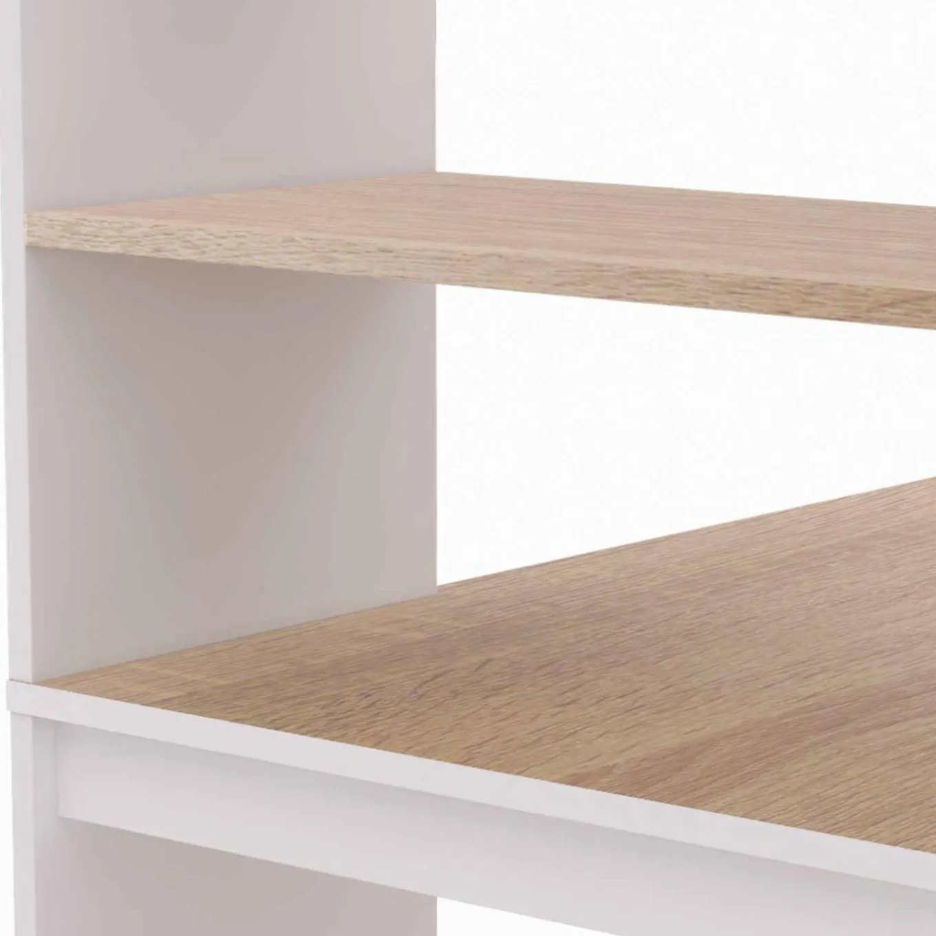 IDMarket Bureau bibliothèque bois façon hêtre et blanc* Collection Design|Collection Télétravail