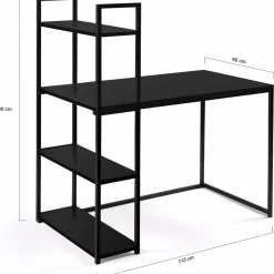 IDMarket Bureau bibliothèque noir design industriel* Meubles Hauts|Meubles Noirs