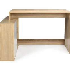 IDMarket Bureau d’angle avec rangement bois imitation hêtre et blanc* Collection Design|Collection Télétravail