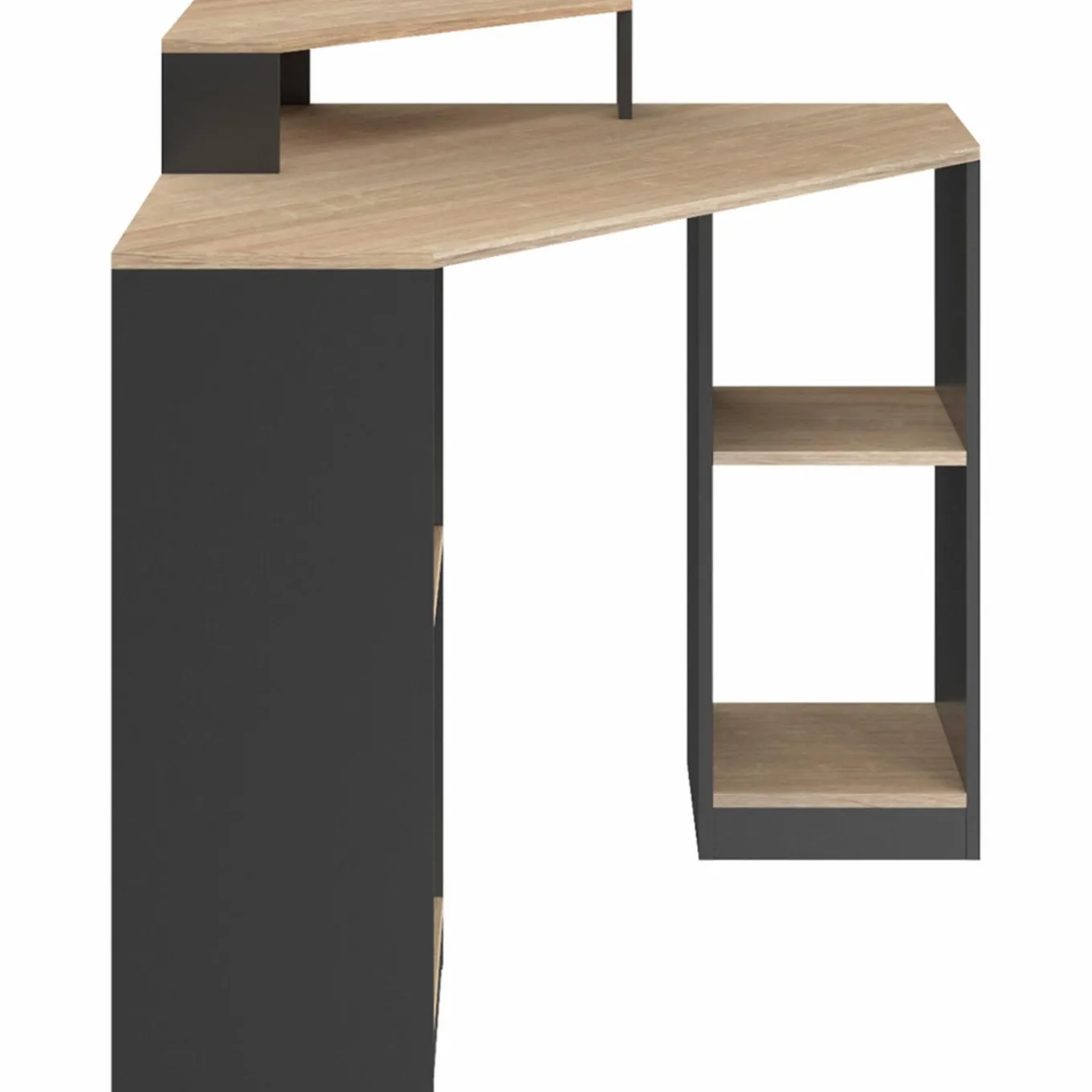 IDMarket Bureau d'angle avec rangements noir et façon hêtre* Collection Design|Collection Télétravail