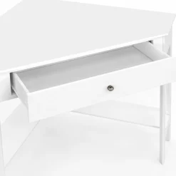 IDMarket Bureau d'angle gain de place bureau informatique blanc avec rangements et 1 tiroir* Meubles Blancs|Collection Télétravail