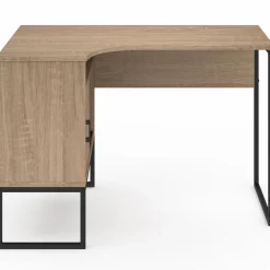 IDMarket Bureau d'angle industriel noir et façon hêtre* Collection Télétravail|Petits Meubles