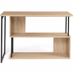 IDMarket Bureau d’angle rotatif 180° industriel avec étagère forme S* Collection Télétravail|Collection Industrielle