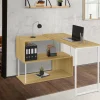 IDMarket Bureau d'angle rotatif 180° métal blanc et bois* Collection Télétravail|Petits Meubles