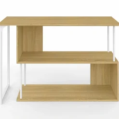 IDMarket Bureau d'angle rotatif 180° métal blanc et bois* Collection Télétravail|Petits Meubles