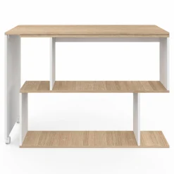 IDMarket Bureau d'angle rotatif en bois hêtre et blanc* Meubles En Bois|Collection Télétravail