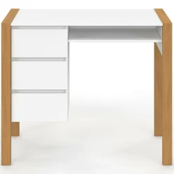 IDMarket Bureau scandinave blanc et bois avec 3 tiroirs et niche* Meubles Blancs|Collection Scandinave
