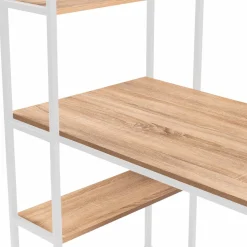 IDMarket Bureau style industriel en métal blanc et bois avec étagères* Collection Télétravail|Collection Industrielle