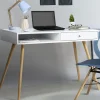 IDMarket Bureau style scandinave bois blanc* Meubles Bas|Meubles Blancs
