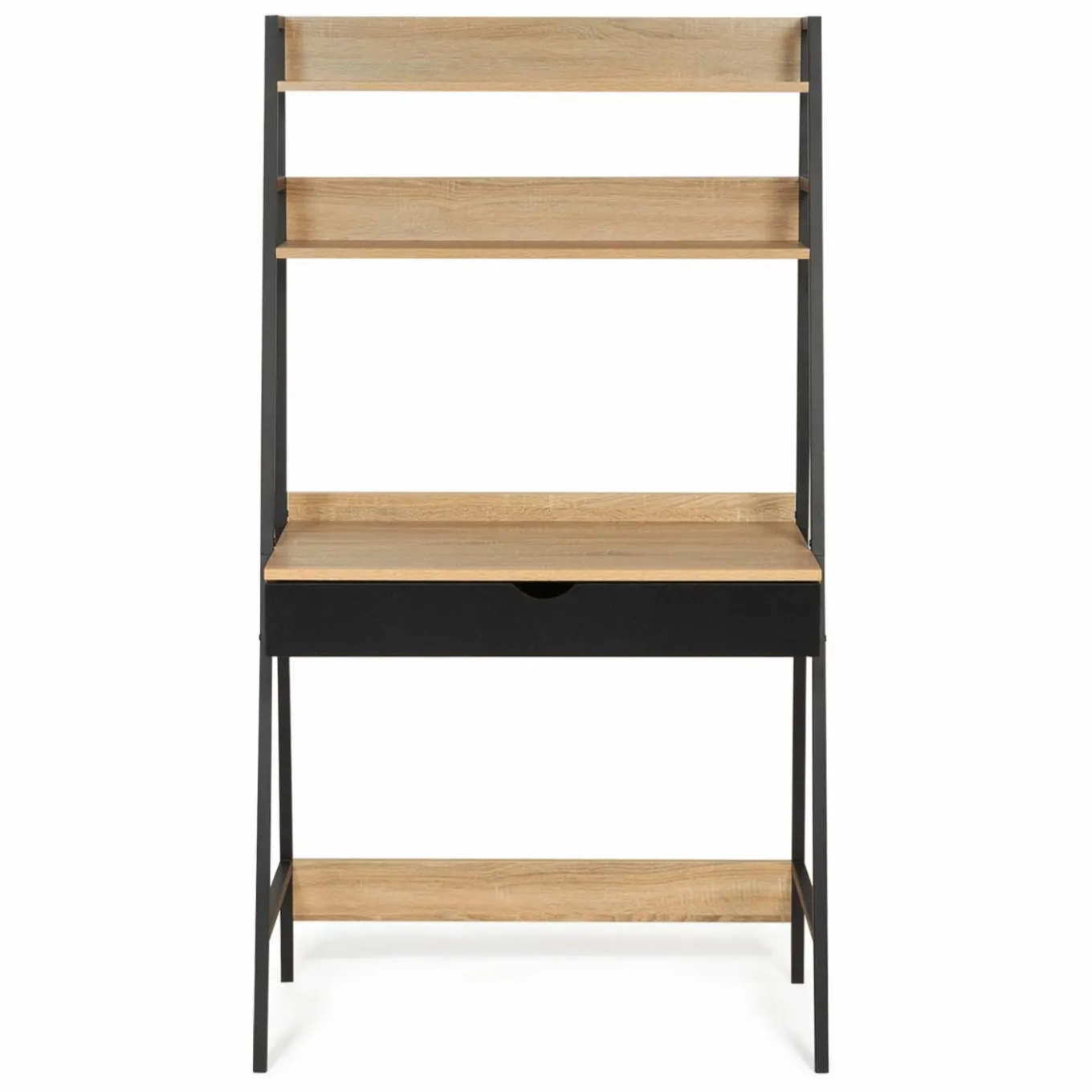 IDMarket Bureau étagères deux niveaux style industriel* Collection Télétravail|Bureaux En Bois