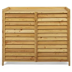 IDMarket Cache climatiseur extérieur en bois naturel 95 x 50 x 80 cm* Abris De Jardin|Protection Du Jardin