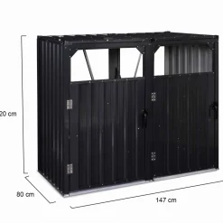 IDMarket Cache poubelle double en acier gris pour extérieur* Abris De Jardin