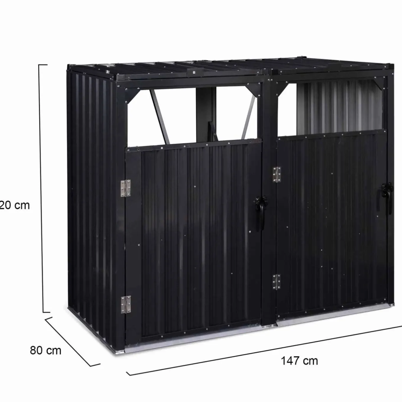 IDMarket Cache poubelle double en acier gris pour extérieur* Abris De Jardin