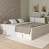 IDMarket Cadre de lit 180 x 200 cm avec rangements et sommier blanc* Chambre Complète Adulte|Lits Avec Sommier