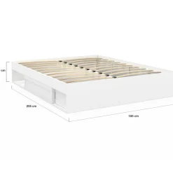 IDMarket Cadre de lit avec rangements et sommier blanc* Collection Moderne|Chambre Complète Adulte