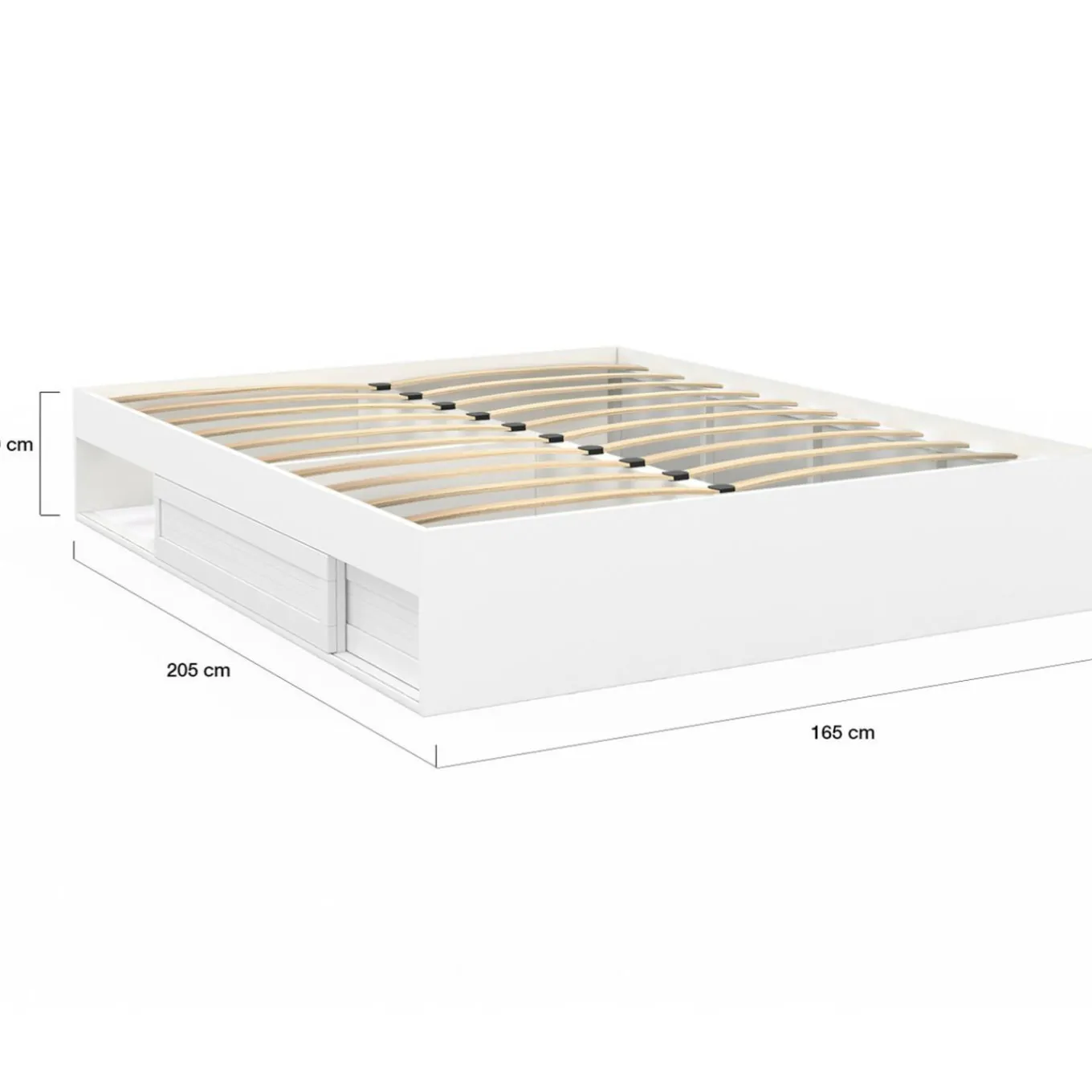 IDMarket Cadre de lit avec rangements et sommier blanc* Collection Moderne|Chambre Complète Adulte