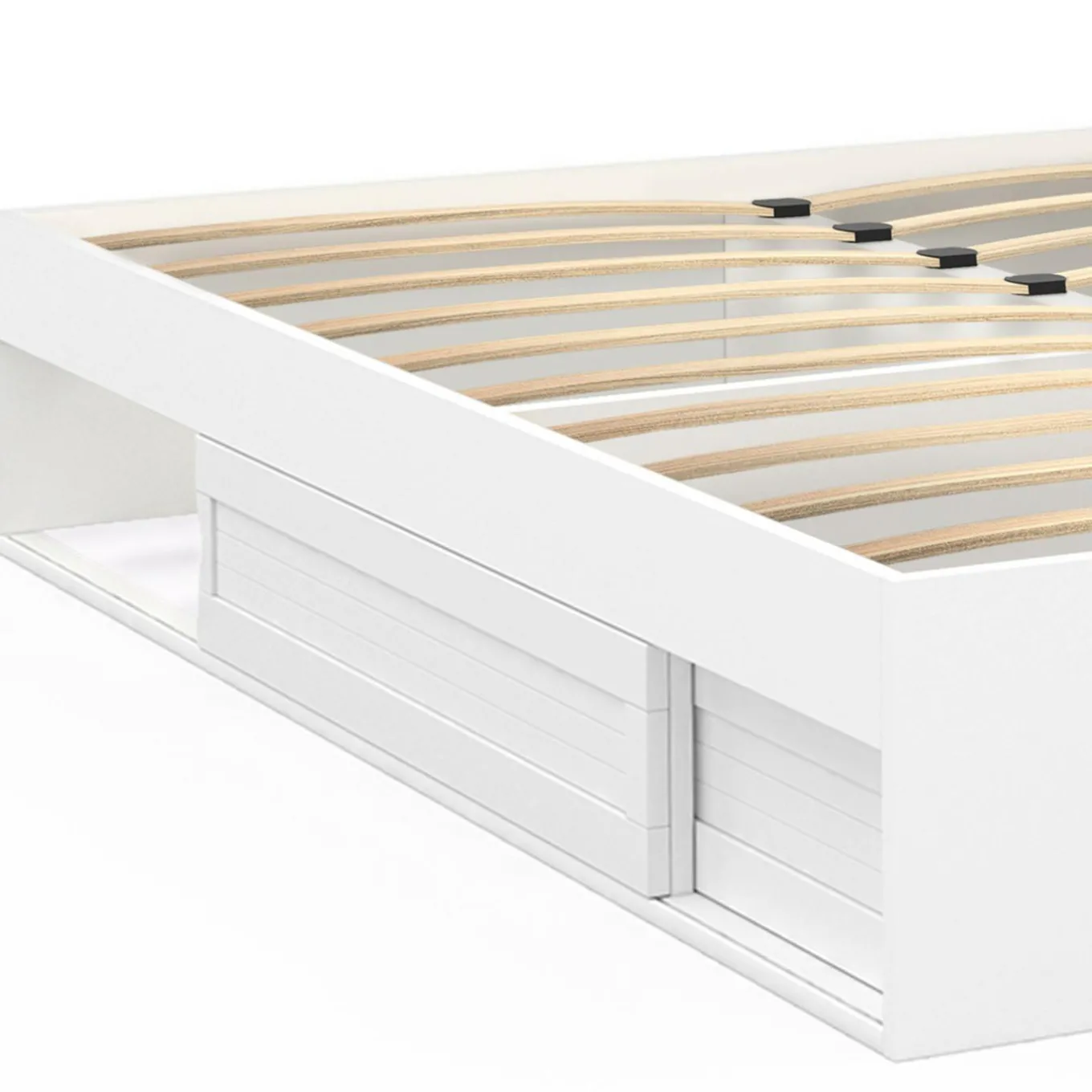 IDMarket Cadre de lit avec rangements et sommier blanc* Collection Moderne|Chambre Complète Adulte