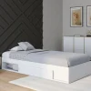 IDMarket Cadre de lit simple 90x190 cm bois blanc avec rangement* Lits Avec Sommier
