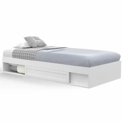 IDMarket Cadre de lit simple 90x190 cm bois blanc avec rangement* Lits Avec Sommier