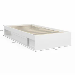 IDMarket Cadre de lit simple 90x190 cm bois blanc avec rangement* Lits Avec Sommier
