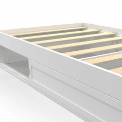 IDMarket Cadre de lit simple 90x190 cm bois blanc avec rangement* Lits Avec Sommier