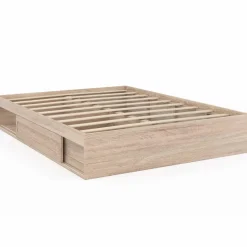 IDMarket Cadre de lit 140x190 cm avec sommier et rangements en hêtre* Lits Avec Sommier|Chambre Complète Adulte