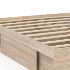 IDMarket Cadre de lit 140x190 cm avec sommier et rangements en hêtre* Lits Avec Sommier|Chambre Complète Adulte