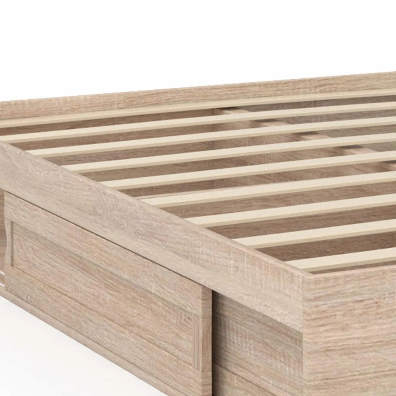 IDMarket Cadre de lit 140x190 cm avec sommier et rangements en hêtre* Lits Avec Sommier|Chambre Complète Adulte