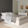 IDMarket Cadre de lit 140x190 cm avec sommier et rangements blanc* Collection Moderne|Chambre Complète Adulte